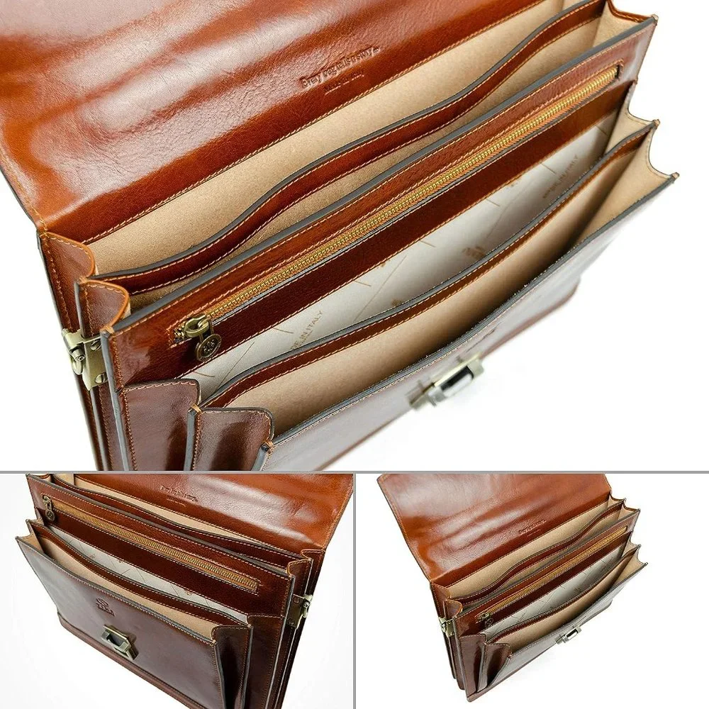 Men's Brown Italian Leather Laptop Bag